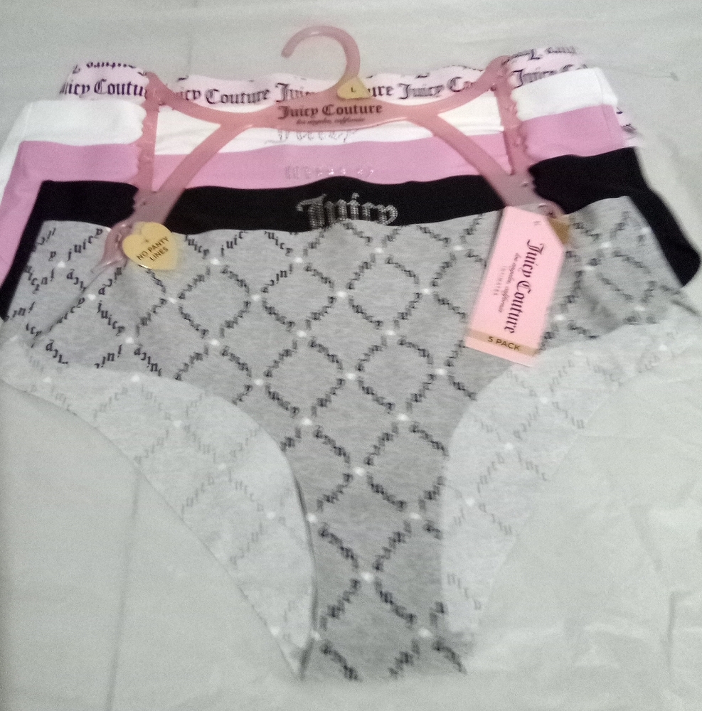 Juicy Couture No Show Panties Set - Pink, Black, White, Gray